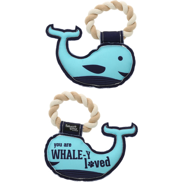 pavilion gift company Whale-y Loved 8" Canvas Dog Toy on Rope