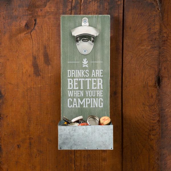 Pavilion Gift Company When Camping 11.5" Wall Mount Bottle Opener