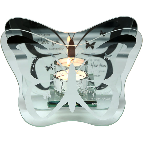 pavilion gift company Whispers 6.75" x 5" Mirrored Glass Candle Holder