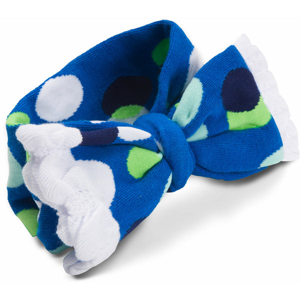 pavilion gift company White and Navy Polka Dot Ruffled Knitted Headband