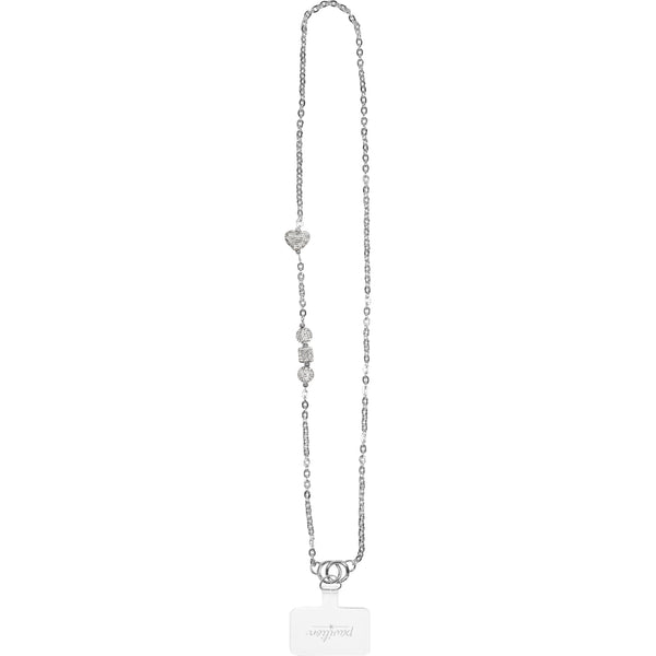 pavilion gift company White Crystal Crossbody Beaded Silver Phone Chain