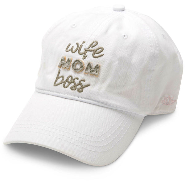 pavilion gift company Wife Mom Boss White Adjustable Hat
