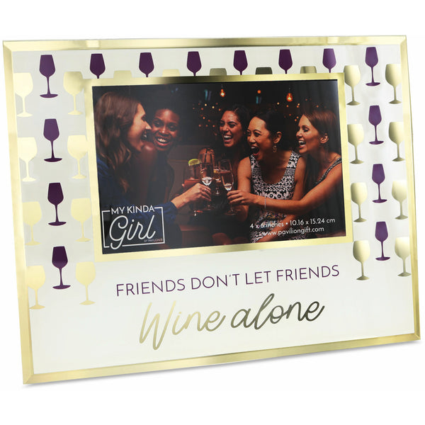 pavilion gift company Wine Alone 9.25" x 7.25" Frame (Holds 6" x 4" Photo)