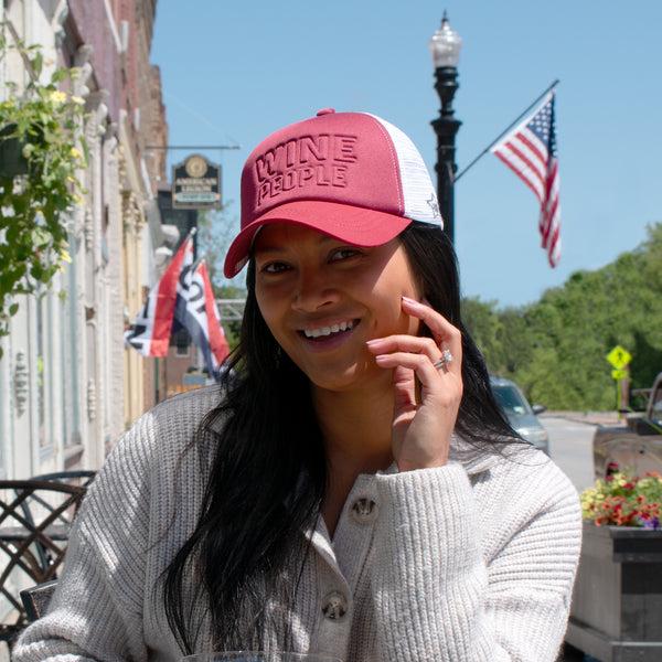 Pavilion Gift Company Wine People Adjustable Maroon Neoprene Mesh Hat