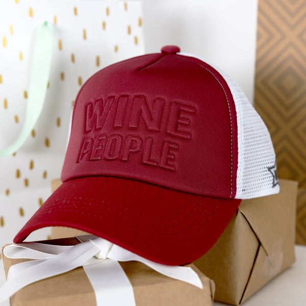 Pavilion Gift Company Wine People Adjustable Maroon Neoprene Mesh Hat