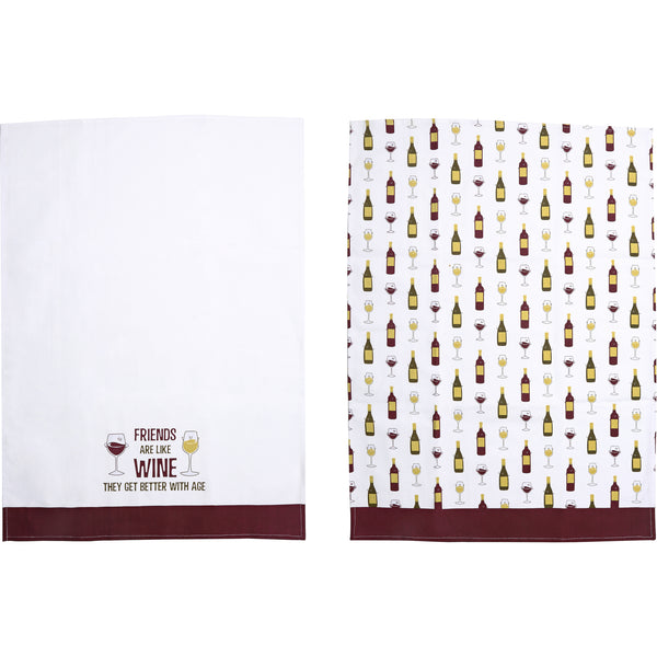Pavilion Gift Company Wine Tea Towel Gift Set (2 - 19.75" X 27.5")