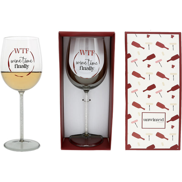 pavilion gift company Wine Time Finally Gift Boxed 17 oz Wine Glass