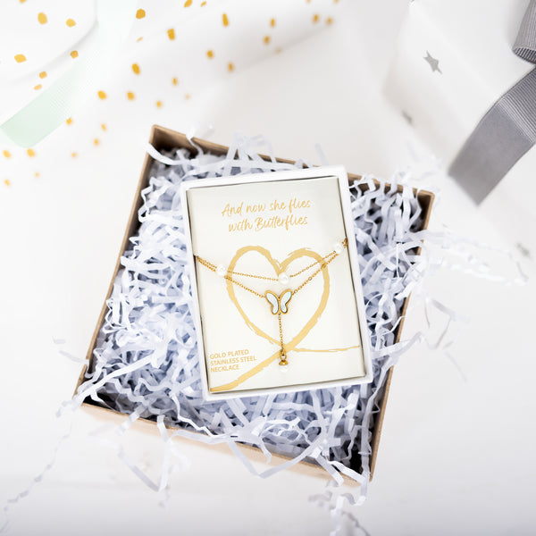 Pavilion Gift Company With Butterflies Gold Plated Layered Necklace