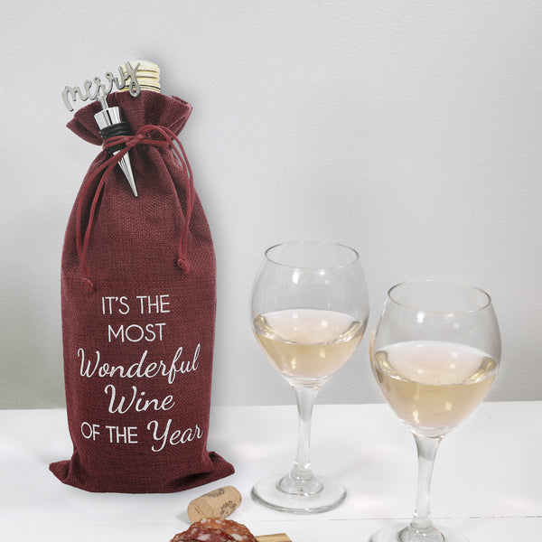 Pavilion Gift Company Wonderful Wine 13" Wine Gift Bag Set