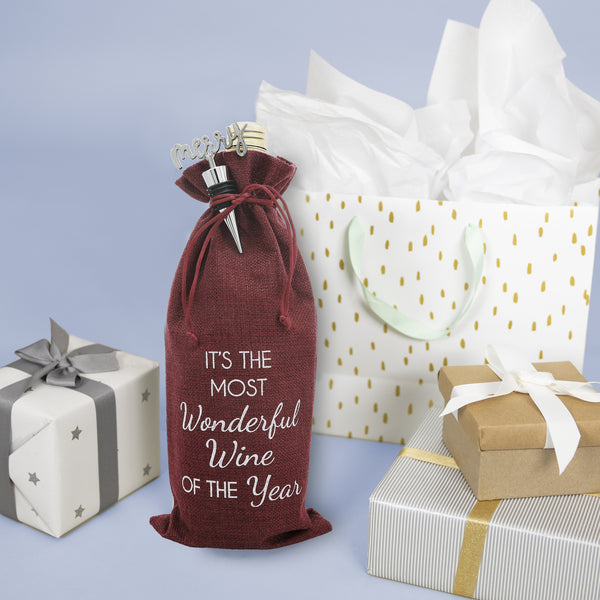 Pavilion Gift Company Wonderful Wine 13" Wine Gift Bag Set