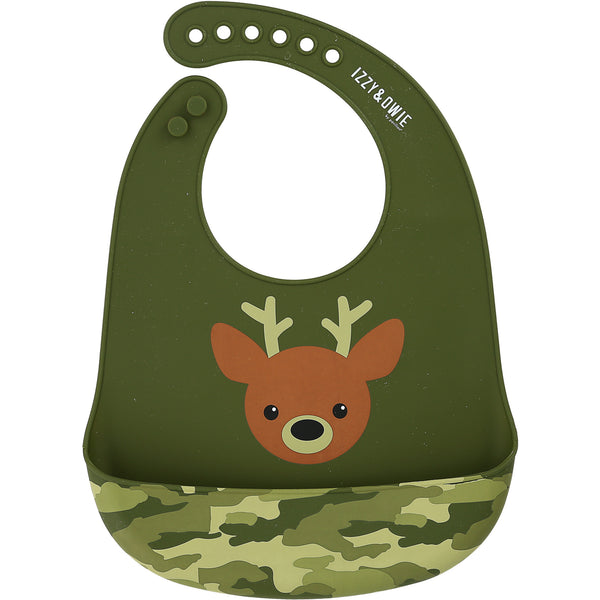 pavilion gift company Woodland Green Camo Deer 12" Silicone Catch All Bib