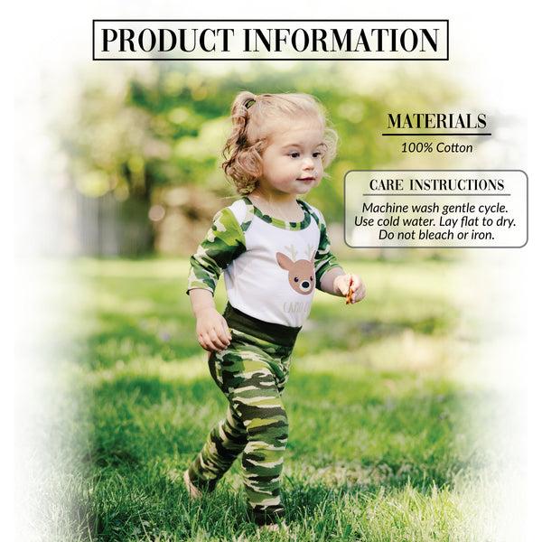 Pavilion Gift Company Woodland Green Camo Deer 6-12 Months 3/4 Sleeve Bodysuit