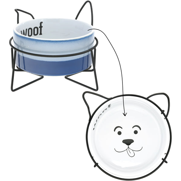 pavilion gift company Woof 27 oz Ceramic Pet Bowl with Metal Stand