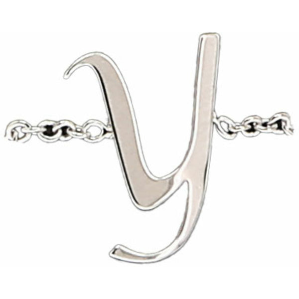 pavilion gift company Y Adjustable Rhodium Plated Monogram Ring