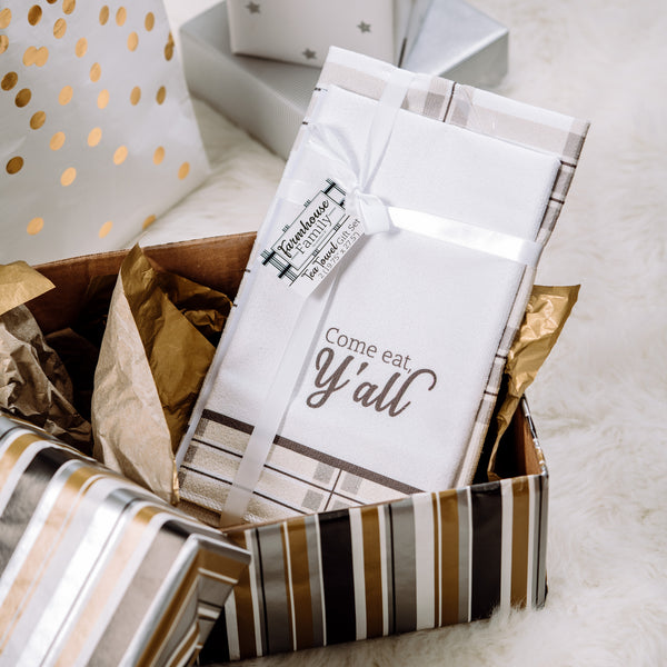 Pavilion Gift Company Y'all Tea Towel Gift Set (2 - 19.75" X 27.5")