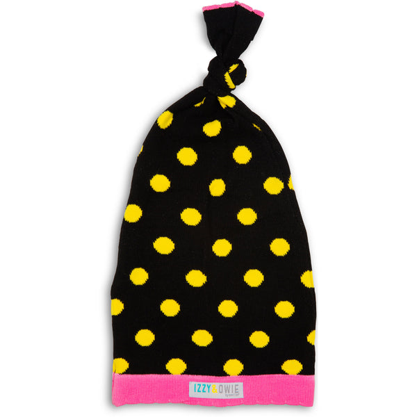 pavilion gift company Yellow and Black Dot 0-12 Month Baby Hat
