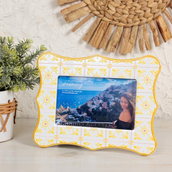 Pavilion Gift Company Yellow Pattern 8.25" X 6.5" Picture Frame (Holds 6" X 4" Photo)