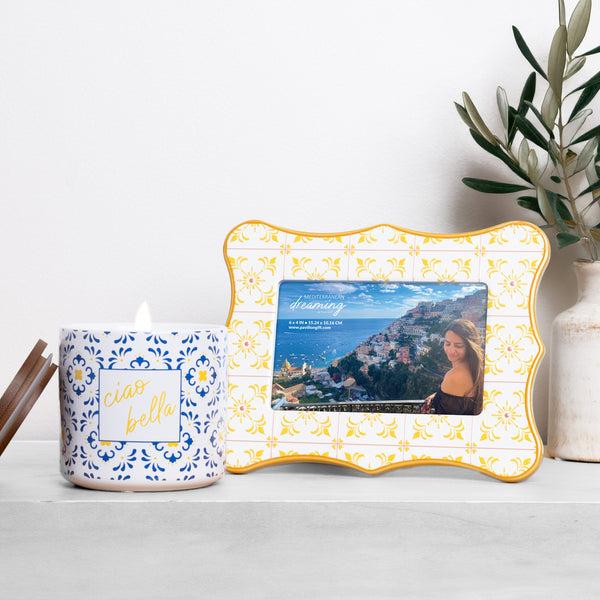 Pavilion Gift Company Yellow Pattern 8.25" X 6.5" Picture Frame (Holds 6" X 4" Photo)