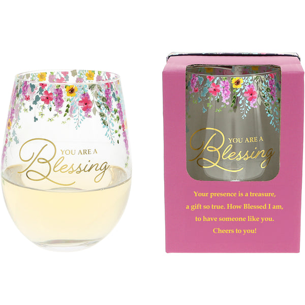 pavilion gift company You Are a Blessing Gift Boxed 17 oz Stemless Wine Glass