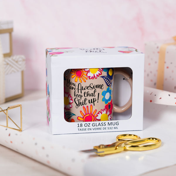 Pavilion Gift Company You Are Awesome 18 Oz Glass Mug