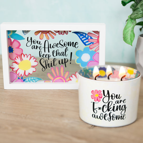 Pavilion Gift Company You Are Awesome 8.5" X 5.5" Framed Glass Plaque