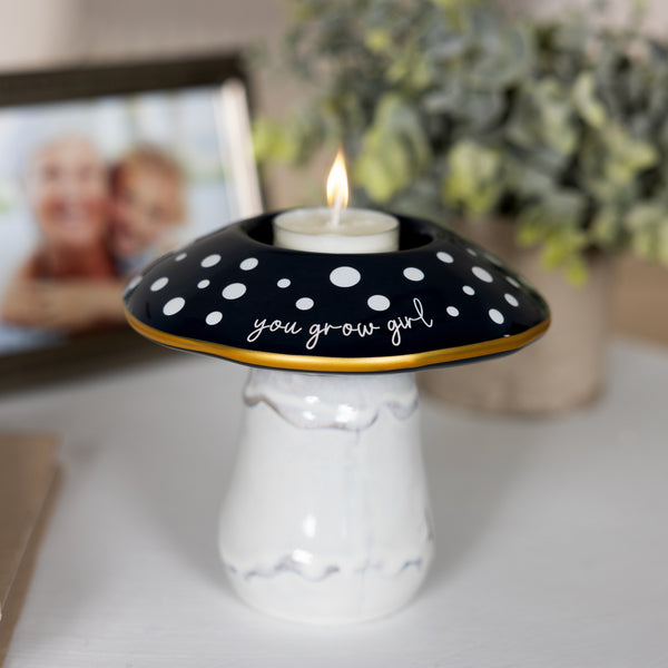 Pavilion Gift Company You Grow Girl 4.75" Mushroom Tealight Holder