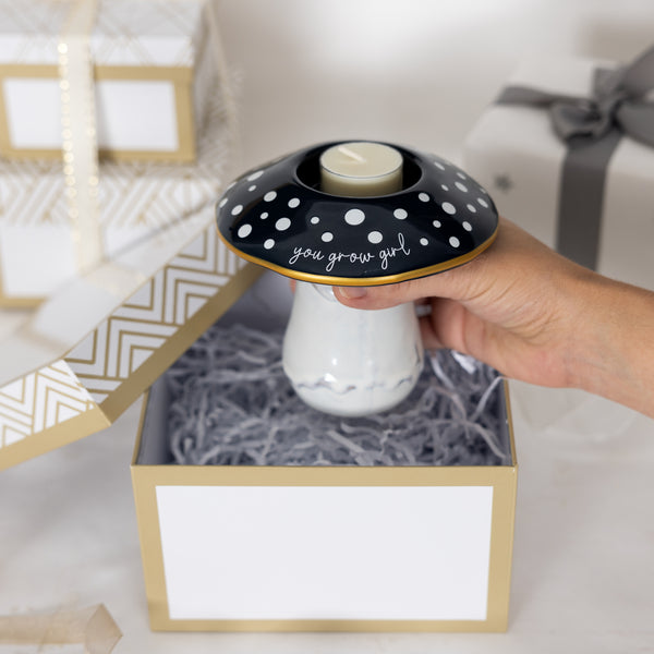 Pavilion Gift Company You Grow Girl 4.75" Mushroom Tealight Holder