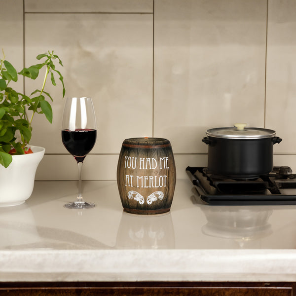 Pavilion Gift Company You Had Me At Merlot 3.75" Wine Barrel Candle Holder