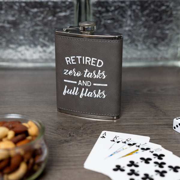 Pavilion Gift Company Zero Tasks PU Leather & Stainless Steel 8 Oz Flask