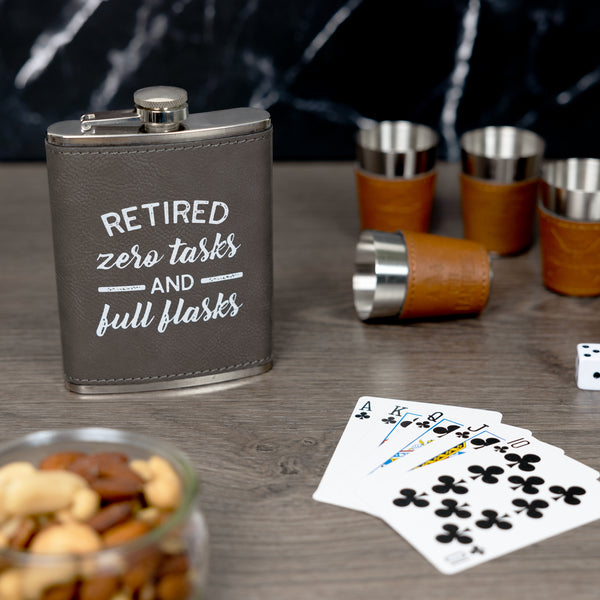 Pavilion Gift Company Zero Tasks PU Leather & Stainless Steel 8 Oz Flask