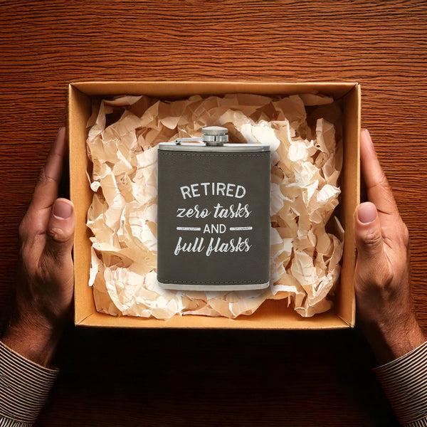 Pavilion Gift Company Zero Tasks PU Leather & Stainless Steel 8 Oz Flask