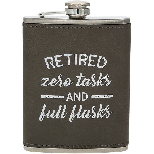 pavilion gift company Zero Tasks PU Leather & Stainless Steel 8 oz Flask