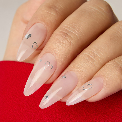 Peacci Silver Heart Outlines Studio Nail Decals