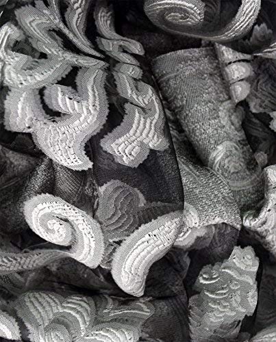 Peach Couture Black & White Floral Embroidered Burnout Scarf