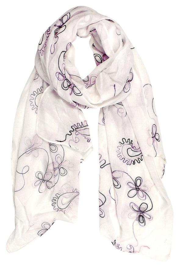 peach couture Blossom Embroidered Sheer Floral Summer Scarf