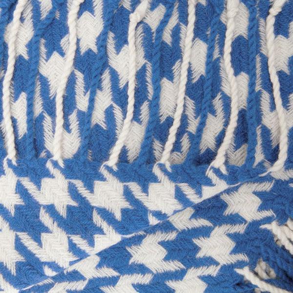 Peach Couture Blue Cashmere Wool Houndstooth Throw (50x60")