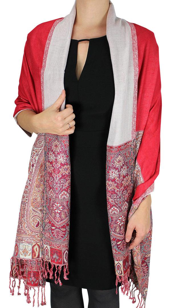 Peach Couture Boho Paisley Reversible Double Layer Shawl