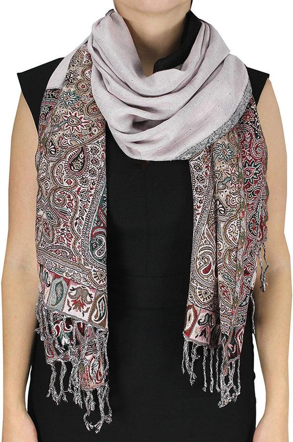 Peach Couture Boho Paisley Reversible Double Layer Shawl