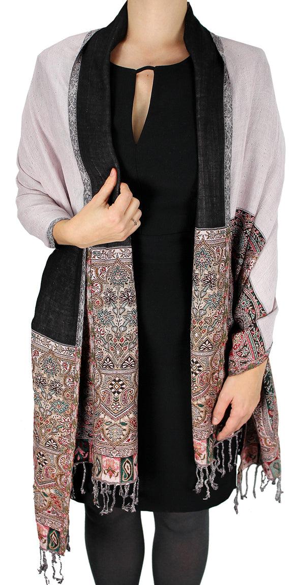 Peach Couture Boho Paisley Reversible Double Layer Shawl