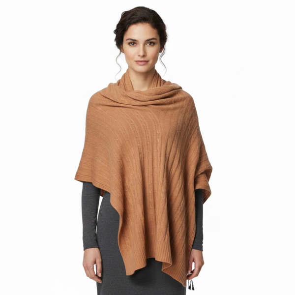 peach couture Cable Knit Cashmere Wool Oversized Shawl