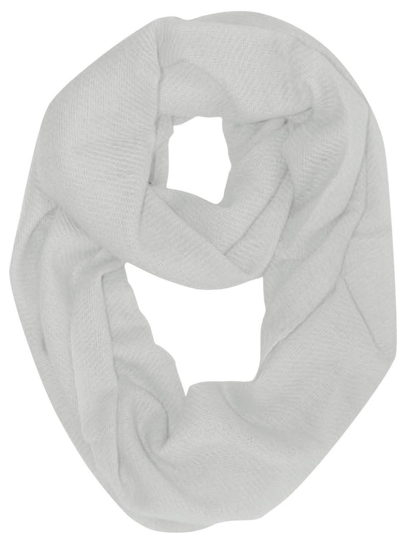 peach couture Cashmere Wool Infinity Loop Scarf-White