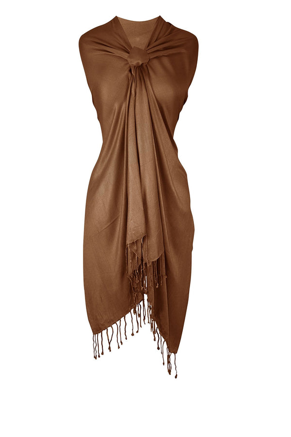 peach couture Chocolate Brown Pashmina Shawl Wrap Scarf