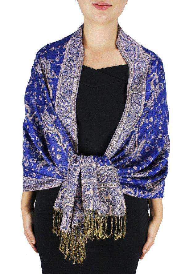 Peach Couture Double Layer Reversible Paisley Pashmina Shawl