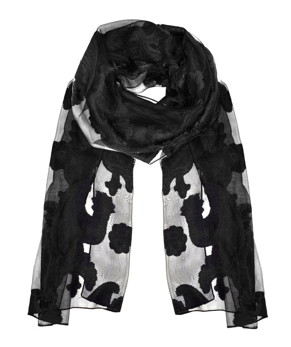 Peach Couture Floral Embroidered Burnout Summer Scarf