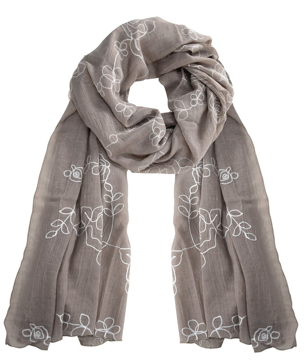 Peach Couture Floral Embroidered Summer Shawl Scarf