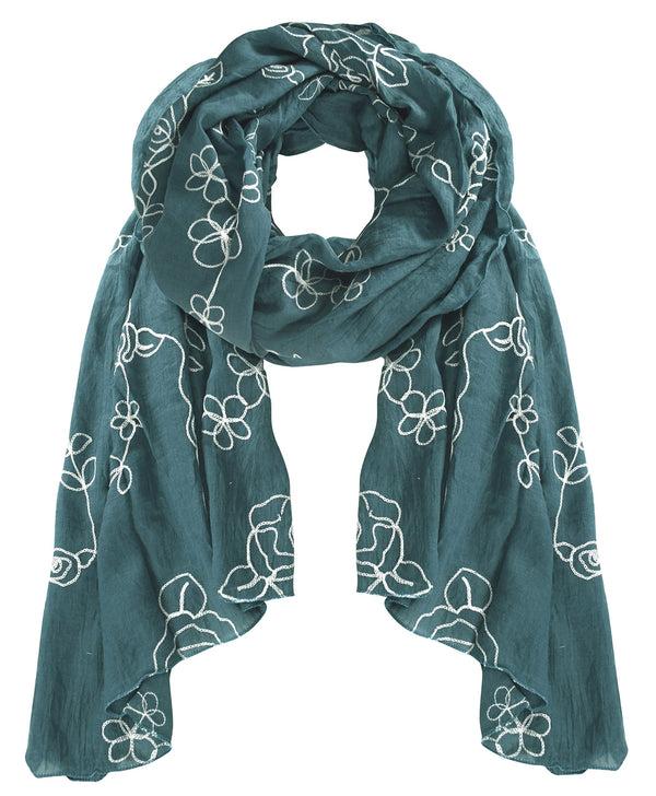 Peach Couture Floral Embroidered Summer Shawl Scarf