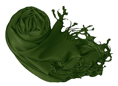 Peach Couture Forest Green Pashmina Shawl Wrap Scarf