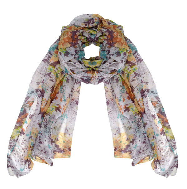 Peach Couture Hibiscus Floral Lightweight Summer Scarf