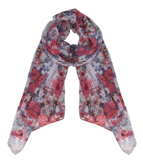 Peach Couture Hibiscus Floral Lightweight Summer Scarf