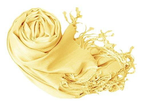 Peach Couture Light Yellow Pashmina Shawl Wrap Scarf